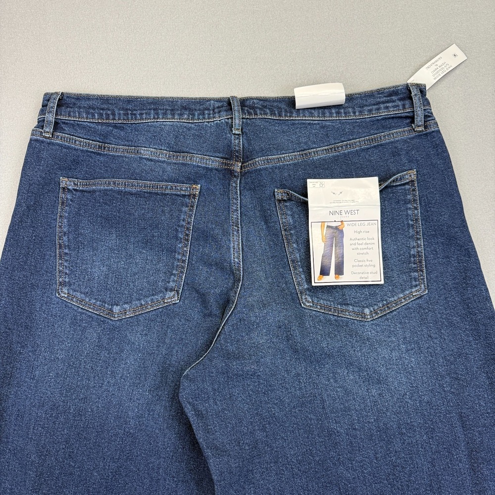 Nine West Womens Wide Leg Jeans Size 16 High Rise Baggy Stretch Studded NWT - Picture 11 of 16